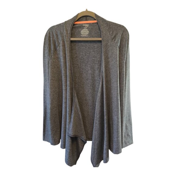 DANSKIN NOW SEMI-FITTED DRAP STYLE WATERFALL CARDIGAN WRAP SIZE MEDIUM GRAY - Picture 1 of 5